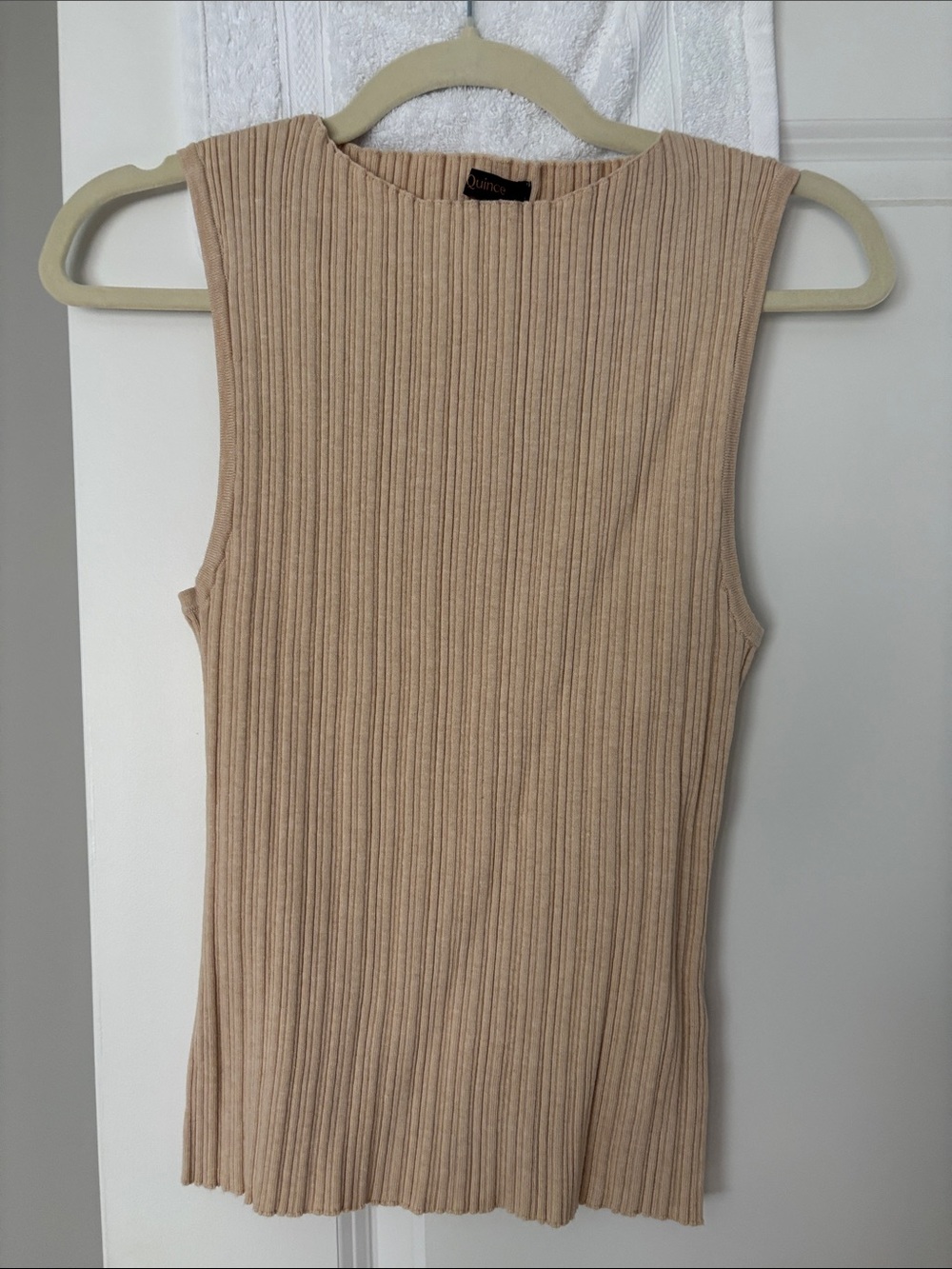 Quince Ribbed Sleeveless Knit Tank - Tan Beige